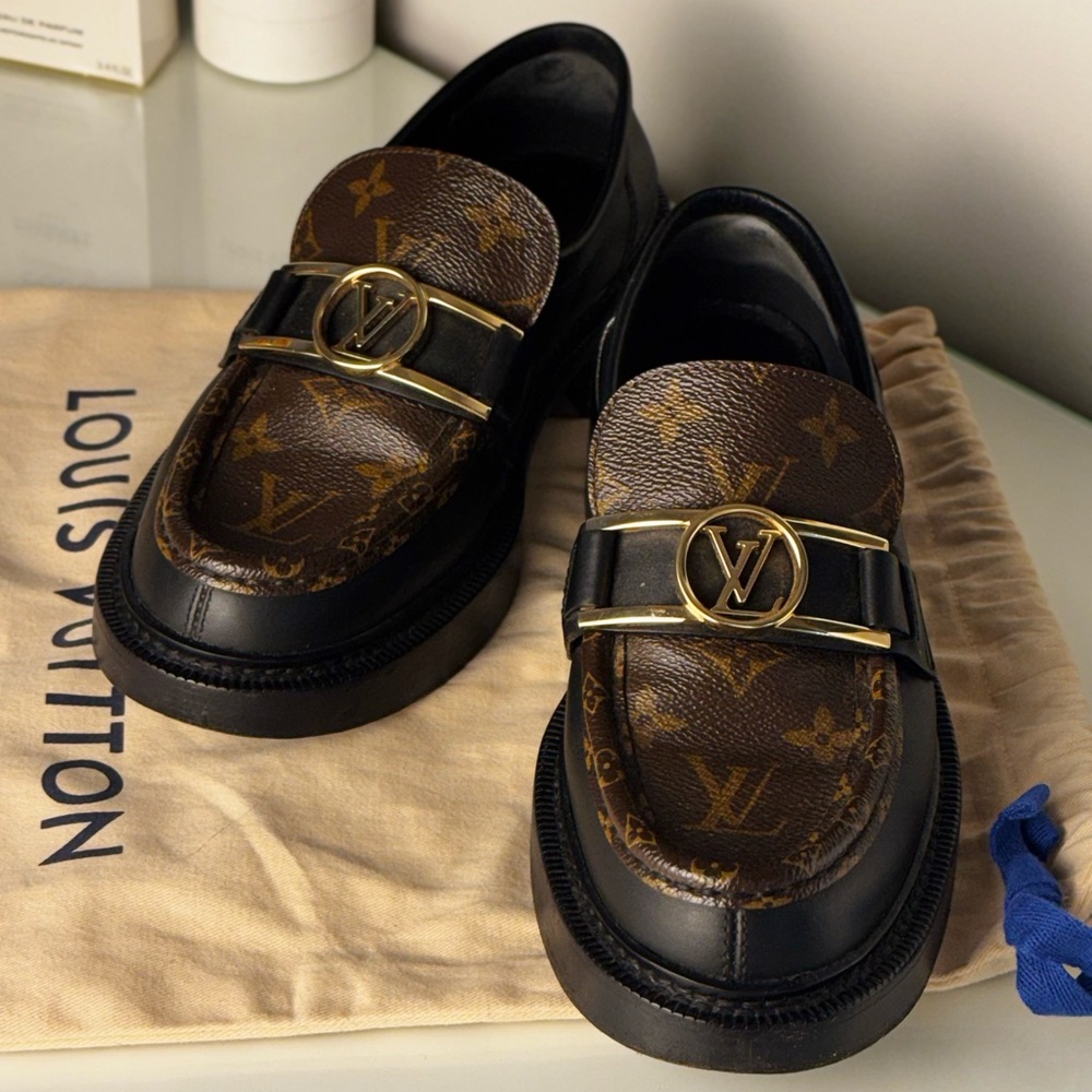 Louis Vuitton loafers, size 38, black and brown
